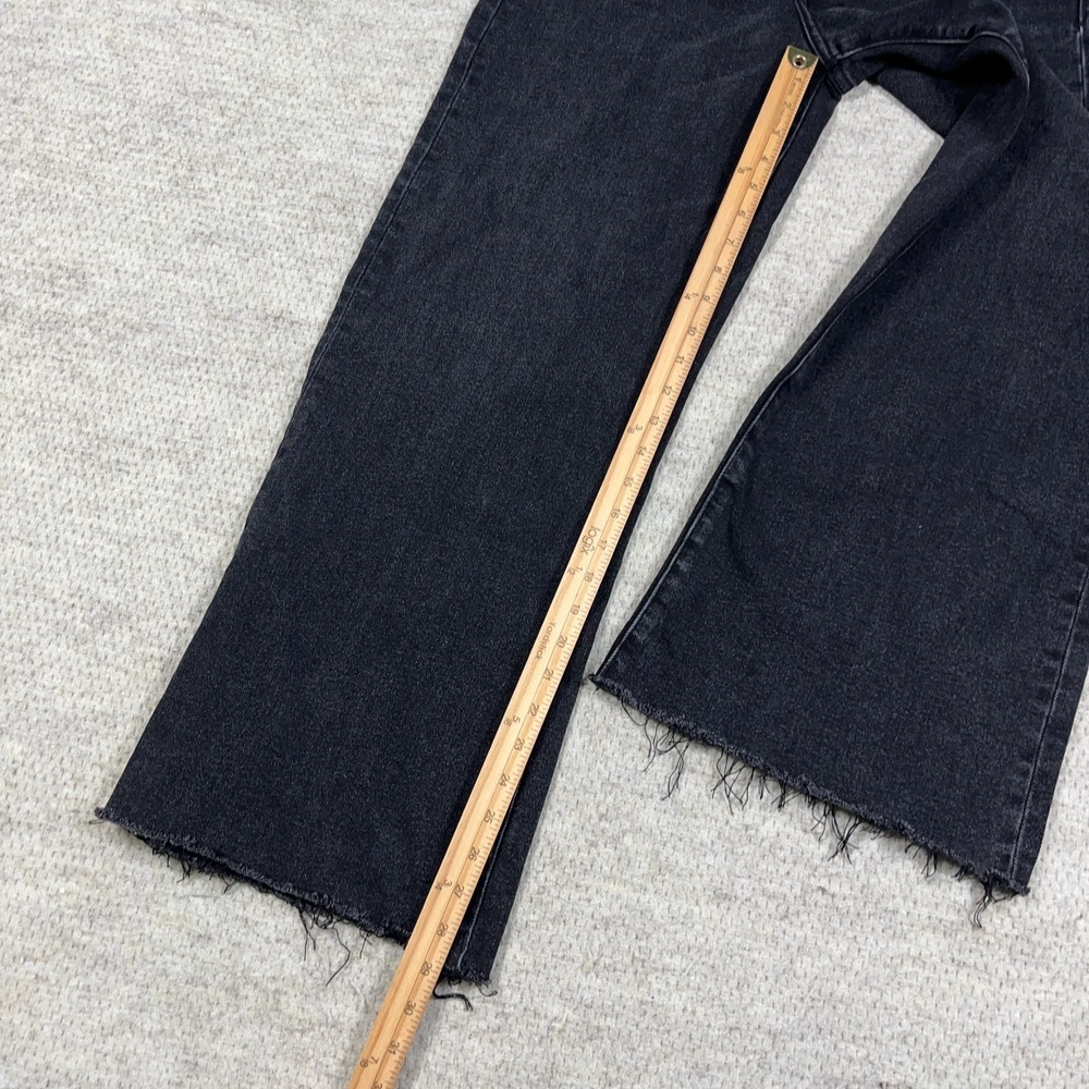 Dear John Jeans Women 30 Black Flared Wide Leg High Rise Frayed - Picture 5 of 13